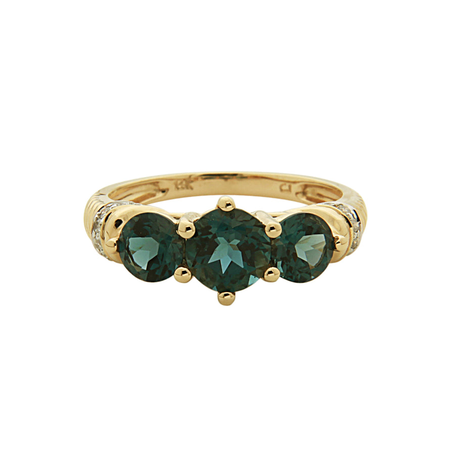 Zoe 14K Yellow Gold Round-cut Brazilian London Blue Topaz Ring