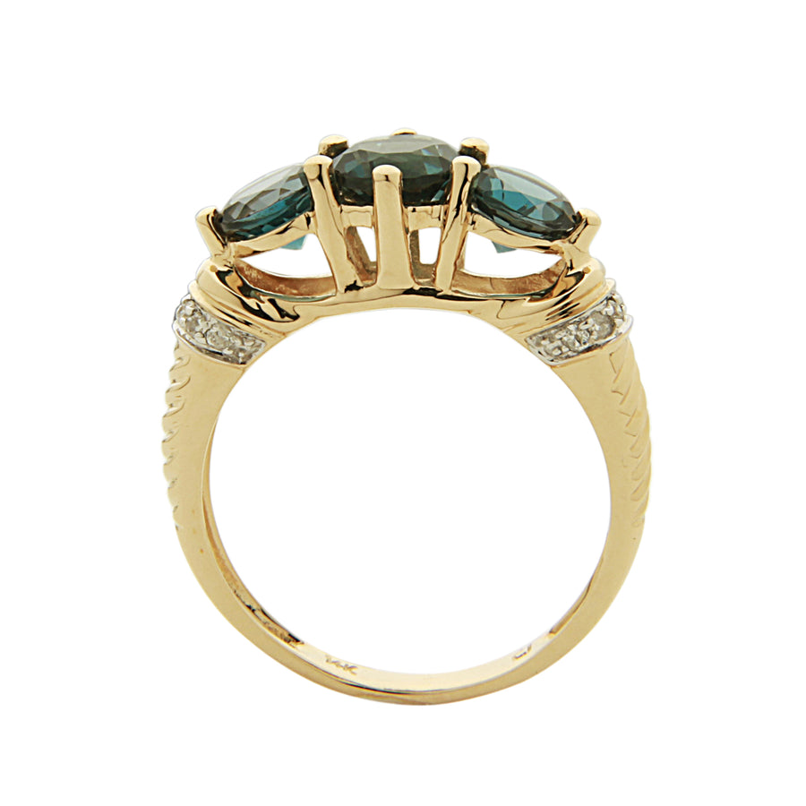 Zoe 14K Yellow Gold Round-cut Brazilian London Blue Topaz Ring