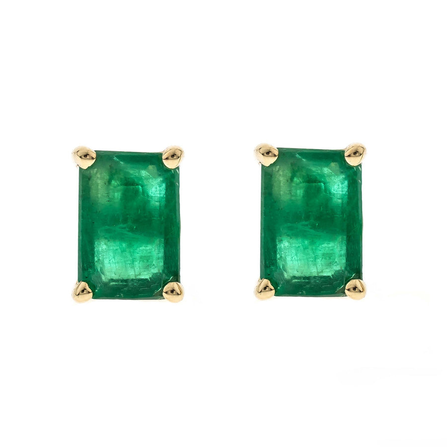 Evangeline 14K Yellow Gold Emerald-Cut Natural Zambian Emerald Earrings