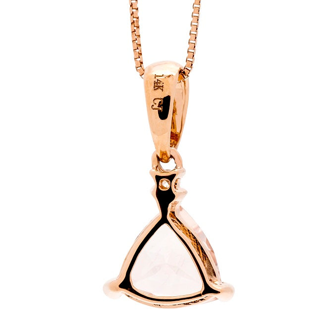 Navy 10K Rose Gold Trillion-Cut Madagascar Morganite Pendant