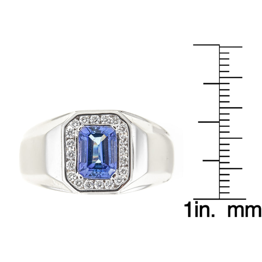 Isabelle 10K White Gold Emerald-Cut Tanzanian Tanzanite Ring