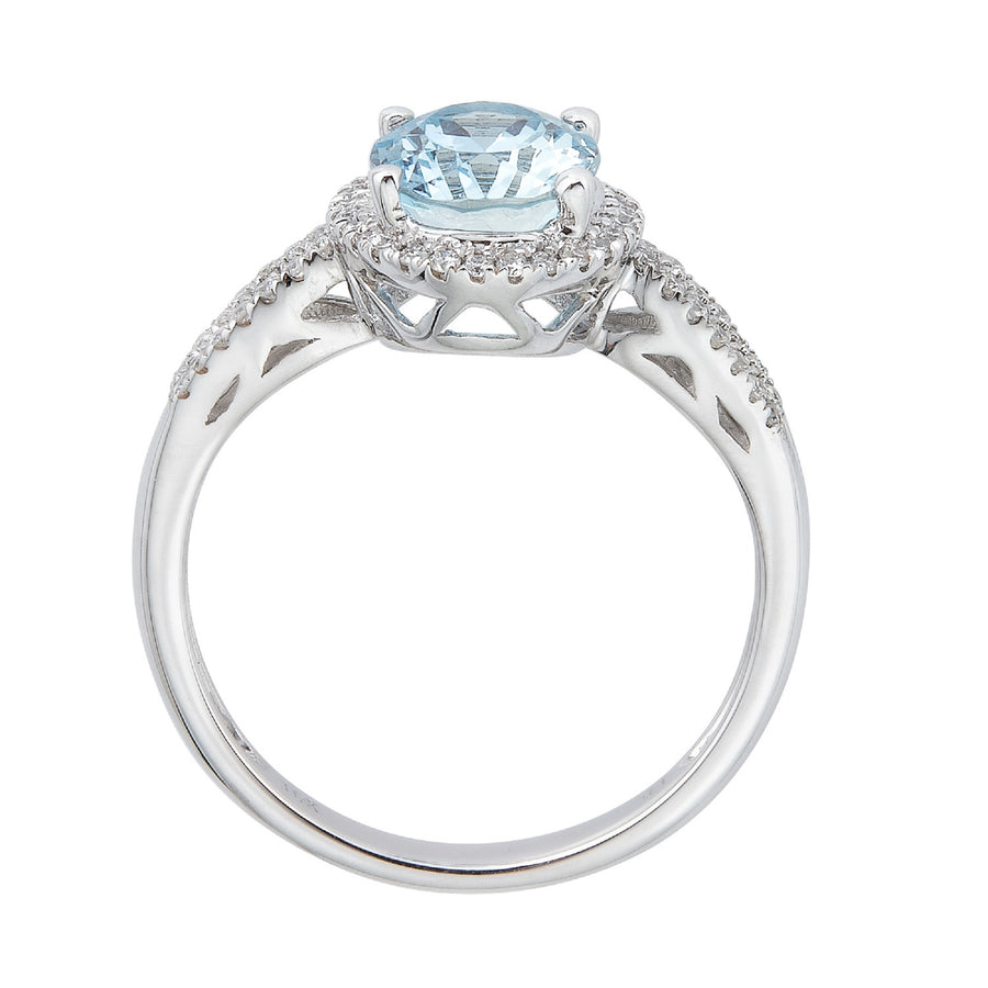 Alina 10K White Gold Oval-Cut Brazilian Aquamarine Ring