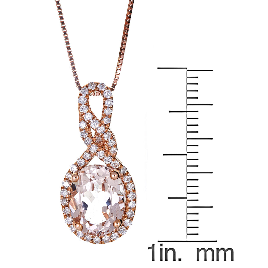 Miracle 14K Rose Gold Oval-Cut Madagascar Morganite Pendant