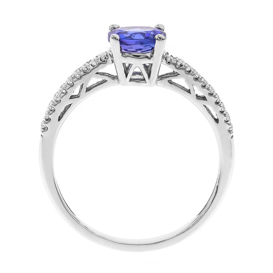 Megan 10K White Gold Round-Cut Tanzanian Tanzanite Ring