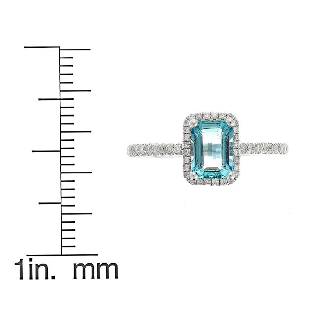 Jessier 10K White Gold Emerald-Cut Brazilian Aquamarine Ring