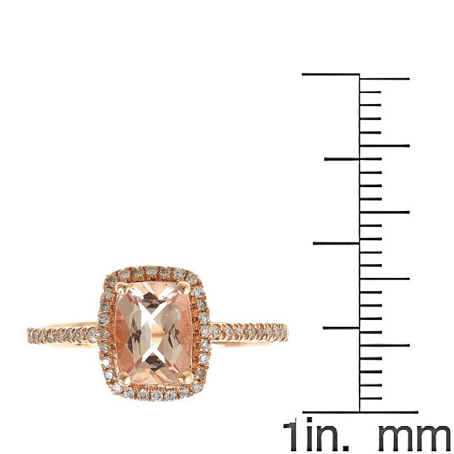 Theodora 10K Rose Gold Cushion-Cut Madagascar Morganite Ring