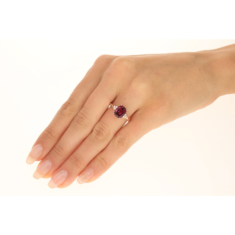 Laylah 10K Rose Gold Cushion-Cut Madagascar Rhodolite Ring