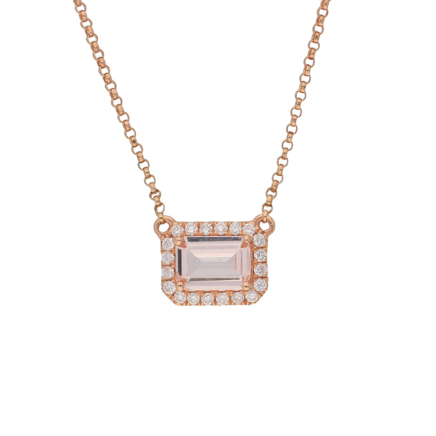 Eliza 18K Rose Gold Emerald Cut Madagascar Morganite Pendant