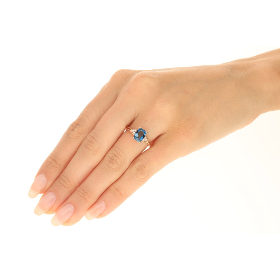 Karlee 10K Rose Gold Cushion-Cut Brazilian London Blue Topaz Ring