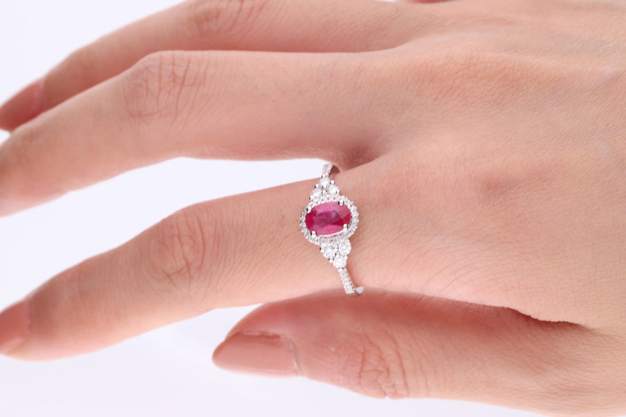 Amara 14K White Gold Oval-Cut Mozambique Ruby Ring