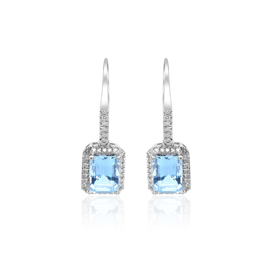 Esme 14K White Gold Emerald-Cut Brazilian Aquamarine Earring