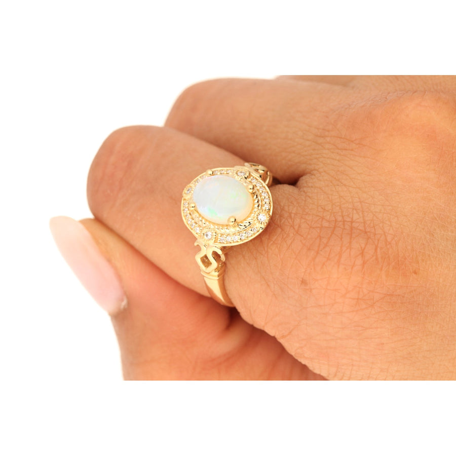 Regina 14K Yellow Gold Oval-cut Natural African Opal Ring