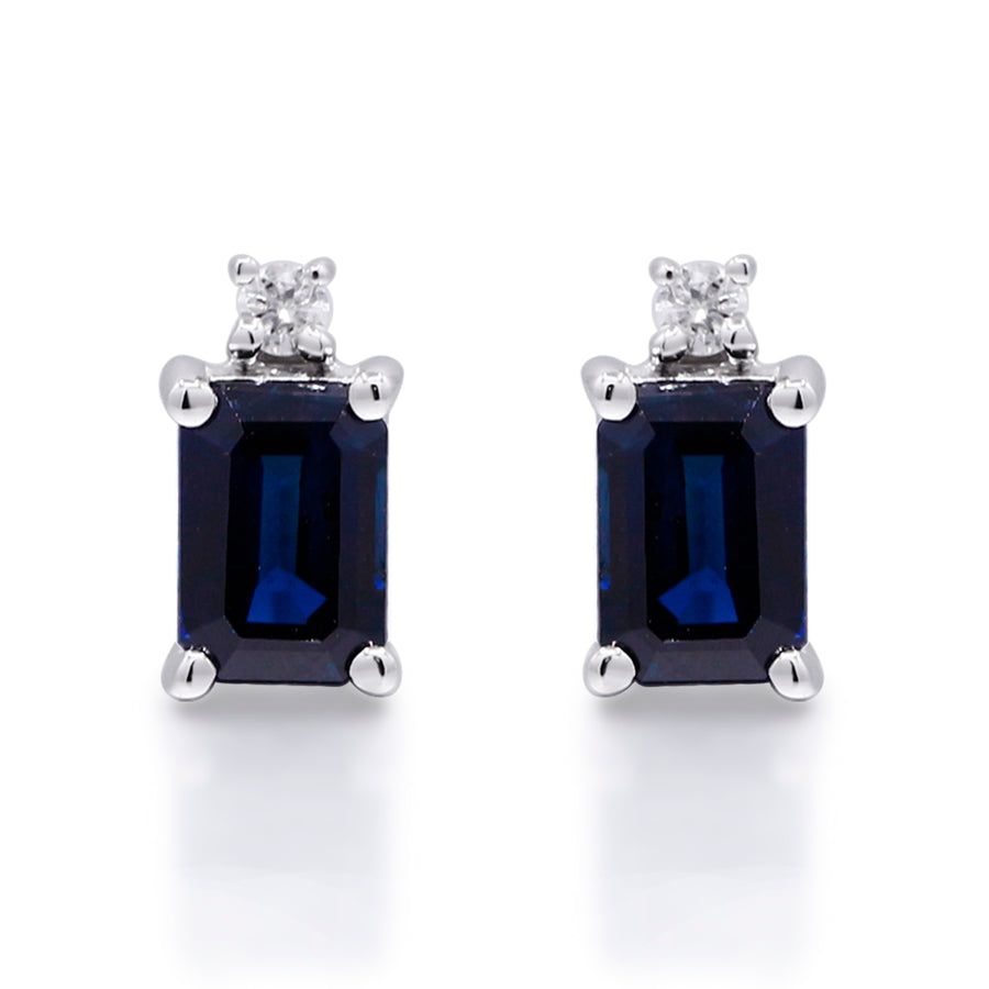 Sophia 10K White Gold Emerald-Cut Ceylon Blue Sapphire Earring