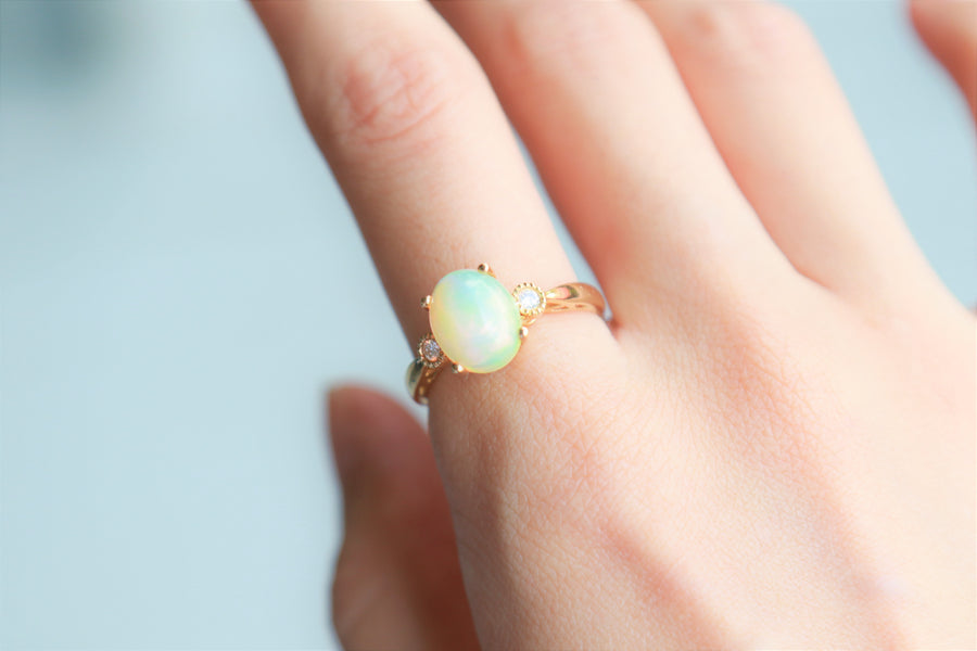 Danna 10K Yellow Gold Oval-Cabochon Natural African Opal Ring