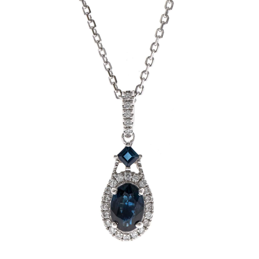 Jordan 10K White Gold Oval-Cut Ceylon Blue Sapphire Pendant