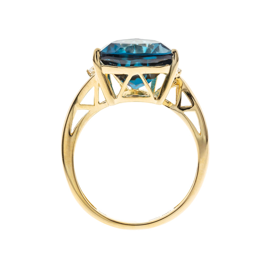 Kehlani 14K Yellow Gold Trillion-Cut Brazilian London Blue Topaz Ring