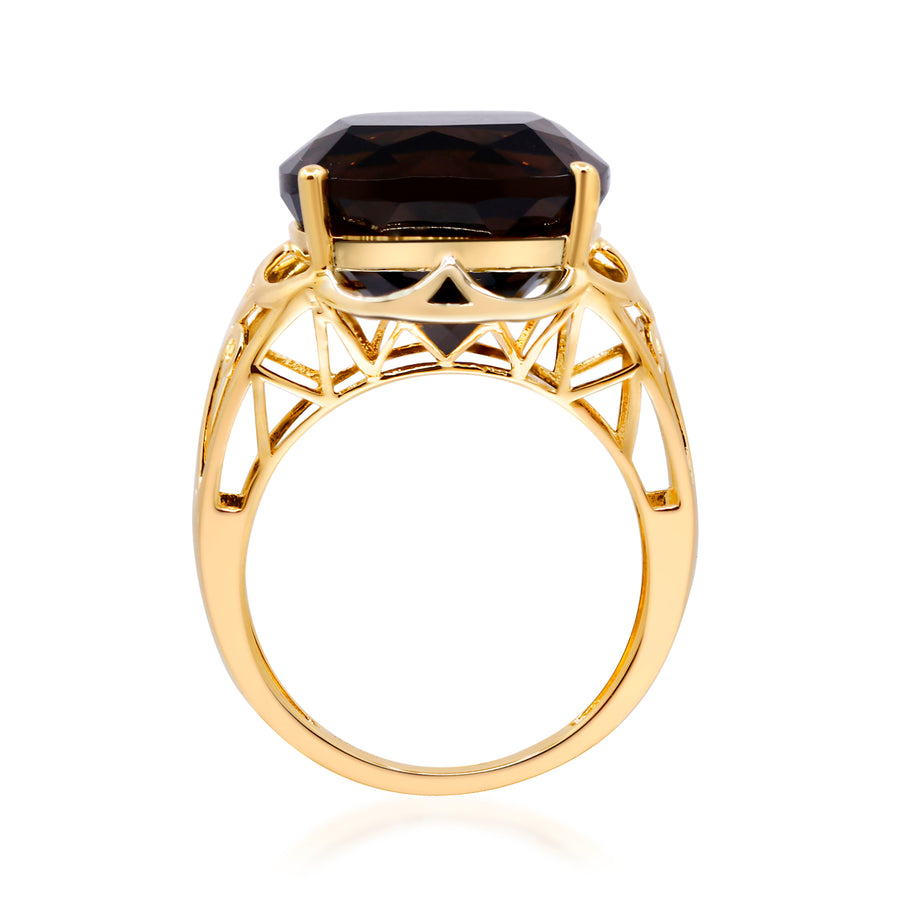 Angelique 10K Yellow Gold Cushion-Cut Smoky Quartz Ring