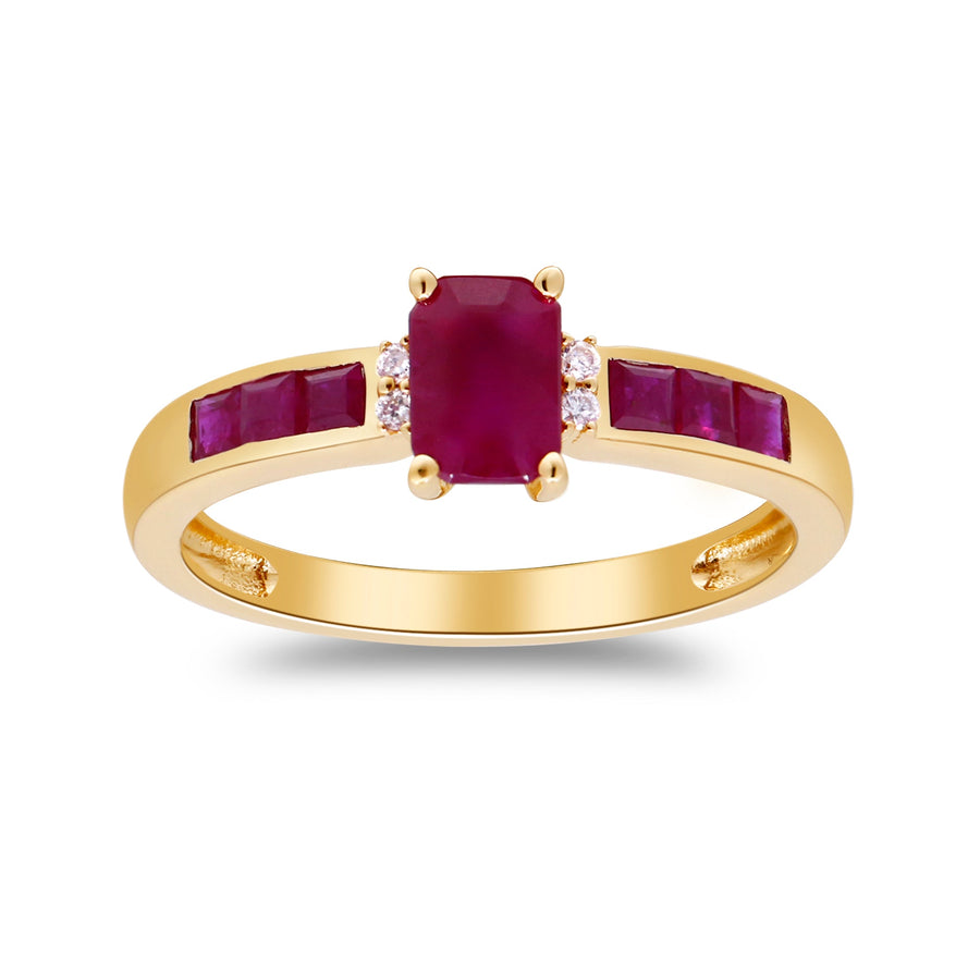 Evelyn 10K Yellow Gold Emerald-Cut  Mozambique Ruby Ring