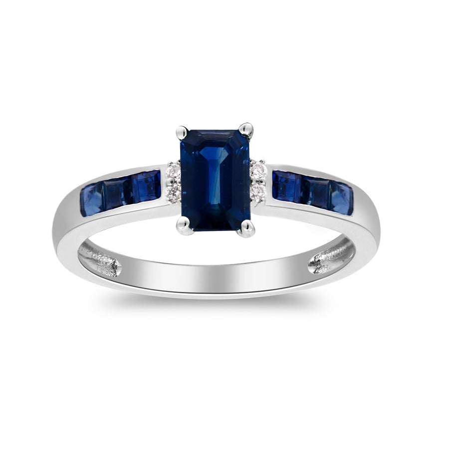 Lyla 10K White Gold Emerald-Cut Ceylon Blue Sapphire Ring