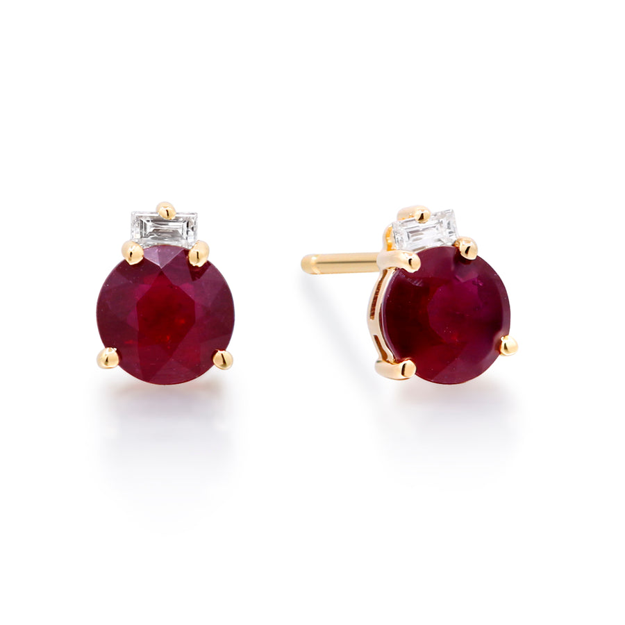 Zoe 10K Yellow Gold Round-Cut Mozambique Ruby Earring