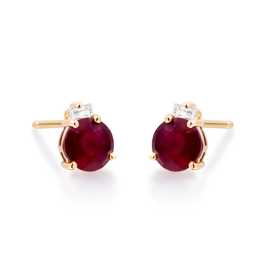 Zoe 10K Yellow Gold Round-Cut Mozambique Ruby Earring