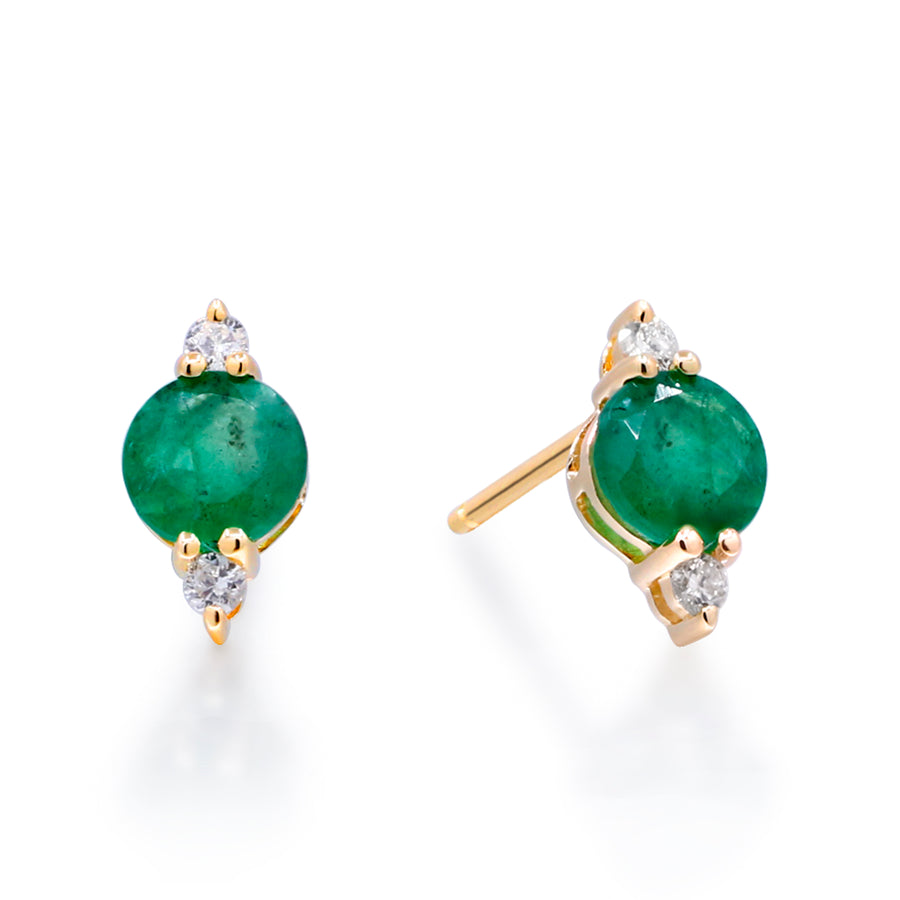 Chloe 14K Yellow Gold Round-Cut Natural Zambian Emerald Earrings