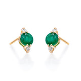 Chloe 14K Yellow Gold Round-Cut Natural Zambian Emerald Earrings