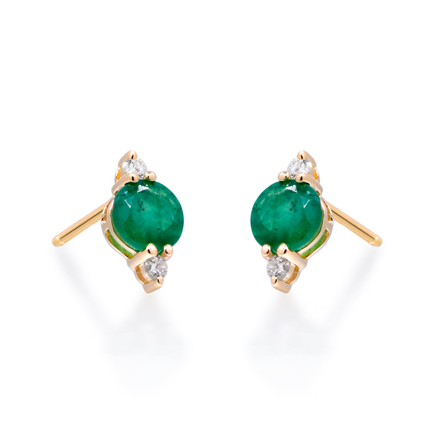 Chloe 14K Yellow Gold Round-Cut Natural Zambian Emerald Earrings