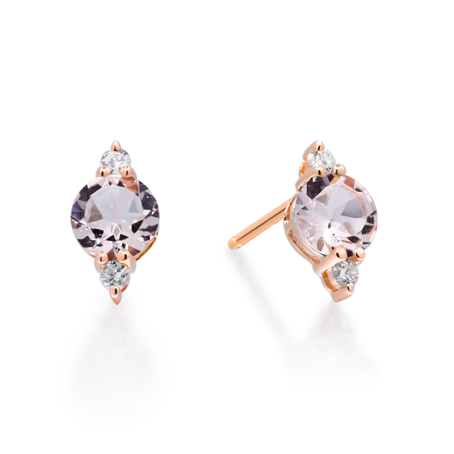 Eveleigh 10K Rose Gold Round-Cut Madagascar Morganite Earring