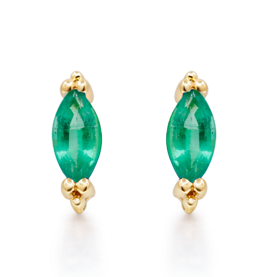 Nora 10K Yellow Gold Marquise-Cut Natural Zambian Emerald Earrings