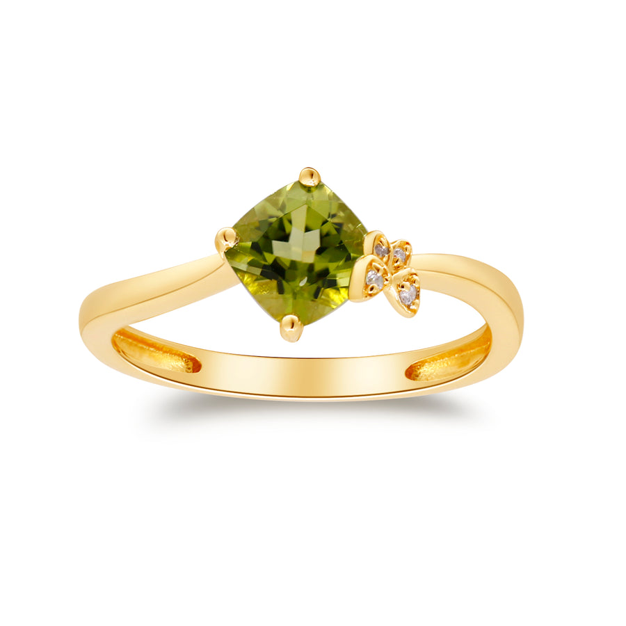 Aurora 14K Yellow Gold Cushion-Cut Manchurian Peridot Ring