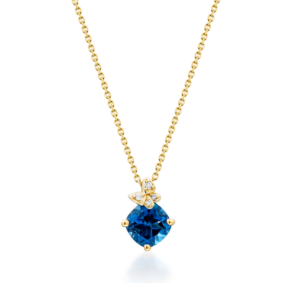 Norah 10K Yellow Gold Cushion-Cut Brazilian London Blue Topaz Pendant