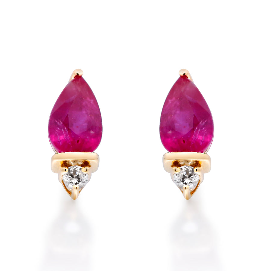 Nina 10K Yellow Gold Pear-Cut Mozambique Ruby Earring