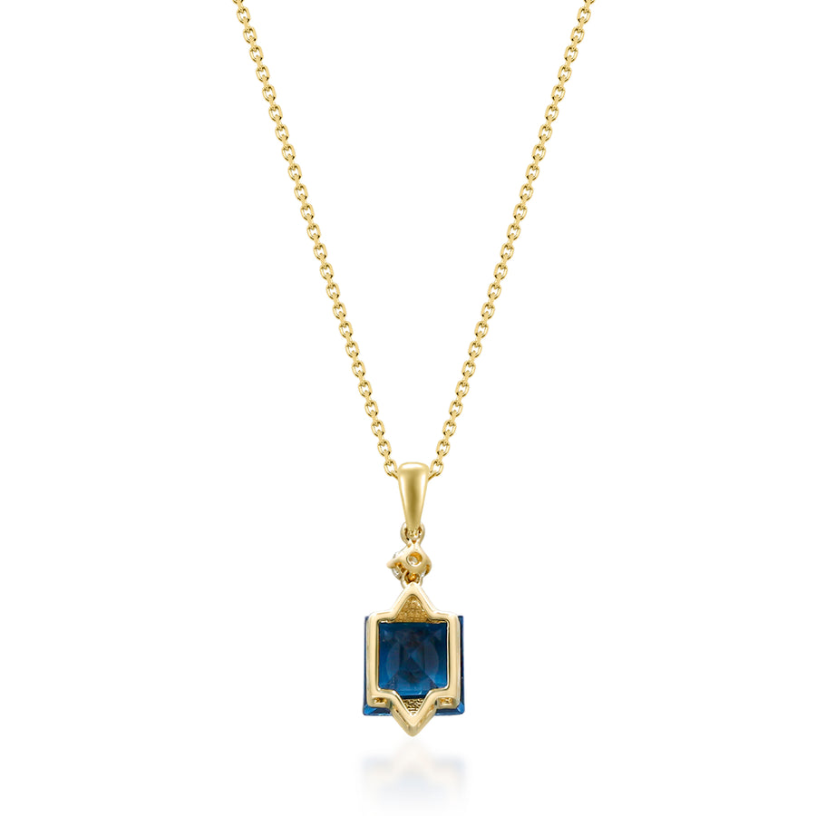 Isabel 10K Yellow Gold Square-Cut Brazilian London Blue Topaz Pendant