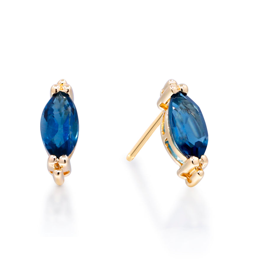 Dixie 10K Yellow Gold Marquise-Cut Brazilian London Blue Topaz Earring