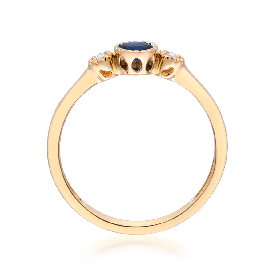 Alayna 10K Yellow Gold Round-Cut Ceylon Blue Sapphire Ring