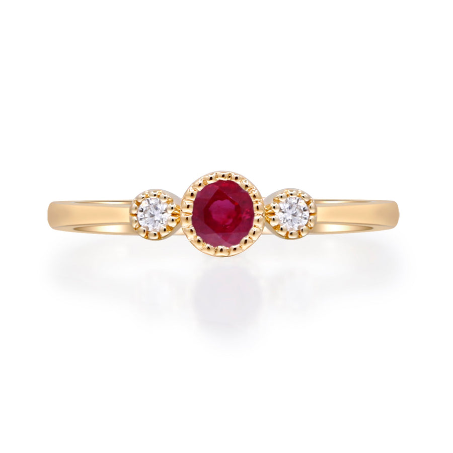 Allyson 10K Yellow Gold Round-Cut Mozambique Ruby Ring