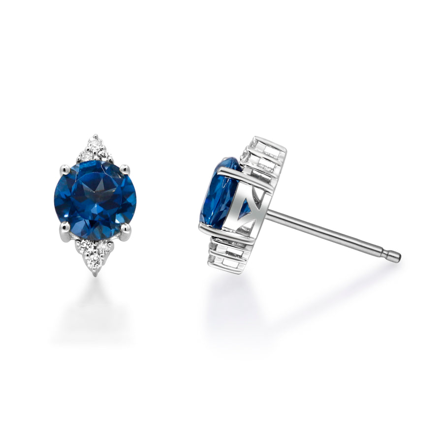 Leighton 10K White Gold Round-Cut Brazilian London Blue Topaz Earring