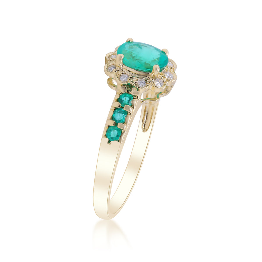 Alyssa: 14K Yellow Gold Ring with Round-Cut Natural Zambian Emerald