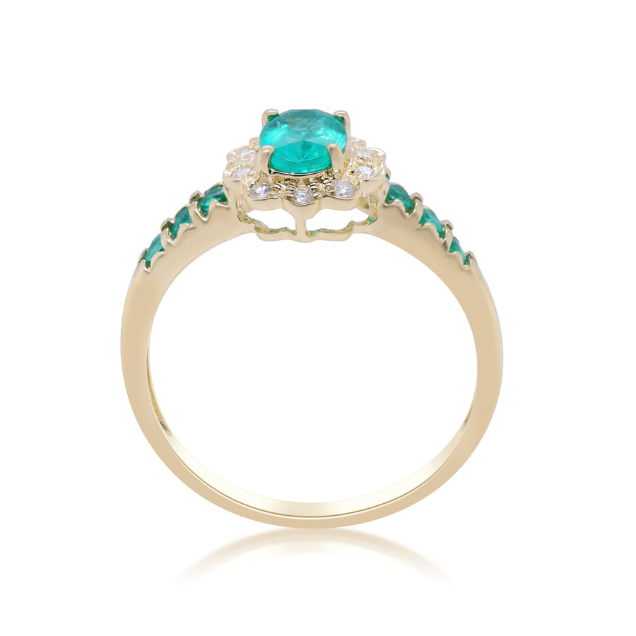 Alyssa: 14K Yellow Gold Ring with Round-Cut Natural Zambian Emerald