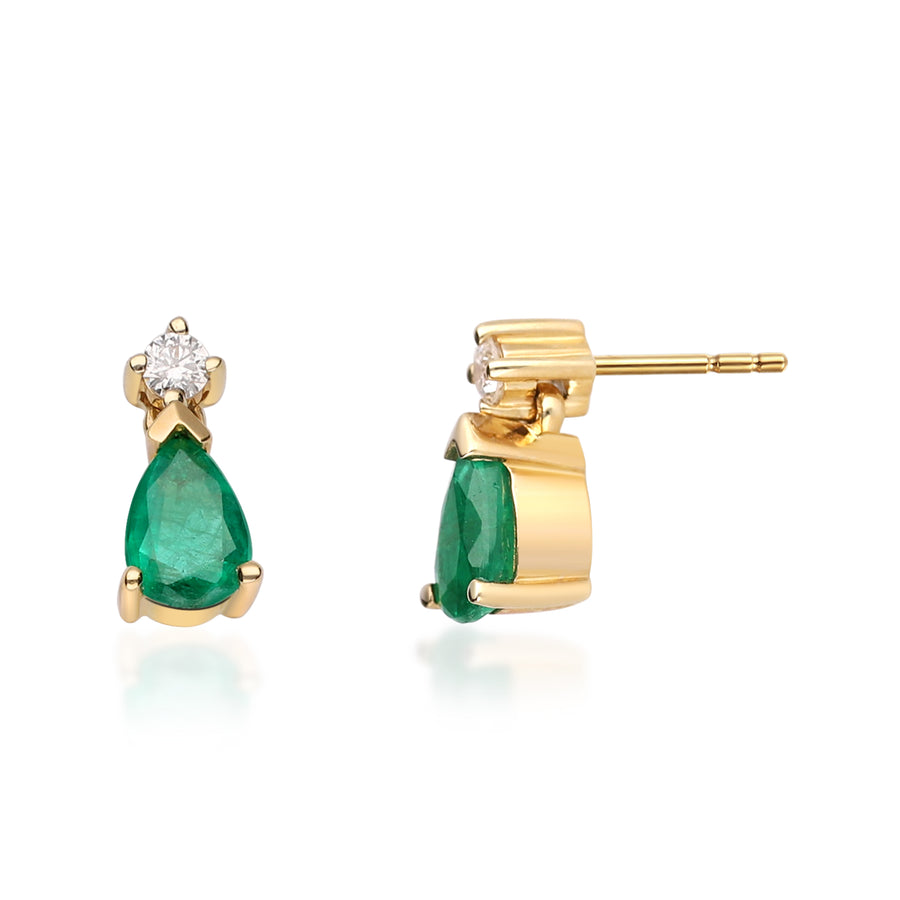 Celeste 10K Yellow Gold Pear-Cut Natural Zambian Emerald Earring