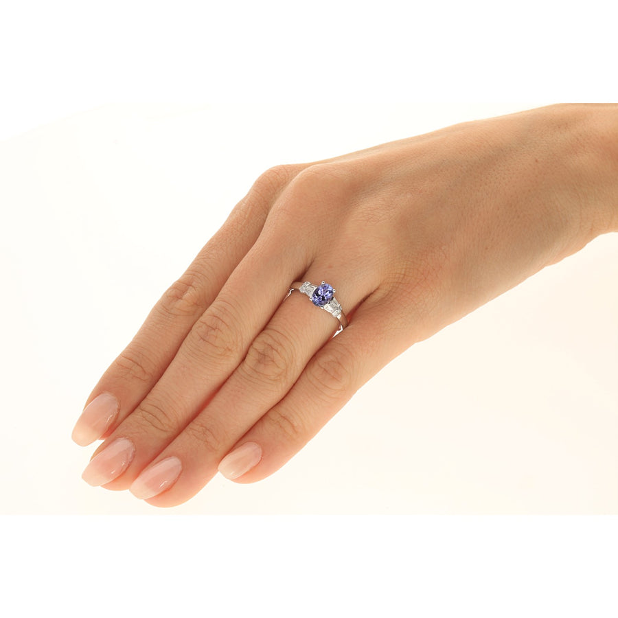 Nora 10K White Gold Round-Cut Tanzanian Tanzanite Ring