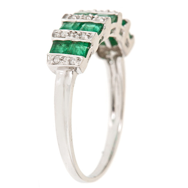 Ava 14K White Gold Square-Cut Natural Zambian Emerald Ring