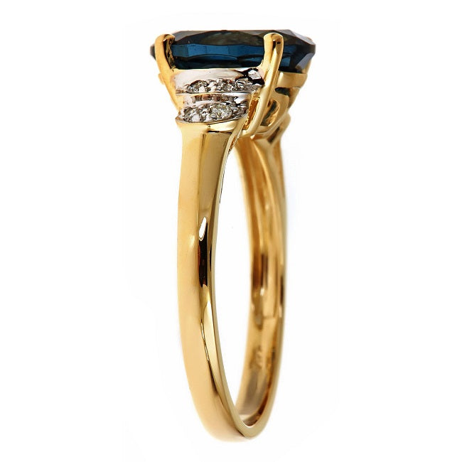 Capri 14K Yellow Gold Oval-cut Brazilian London Blue Topaz Ring