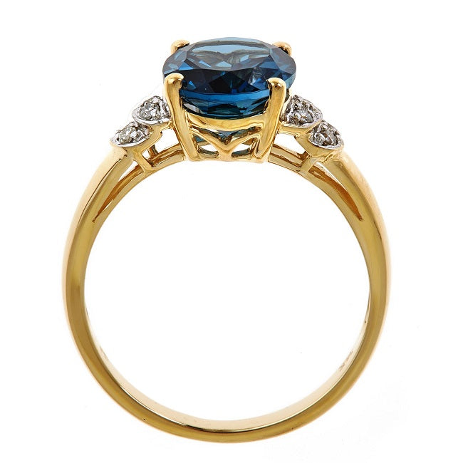 Capri 14K Yellow Gold Oval-cut Brazilian London Blue Topaz Ring