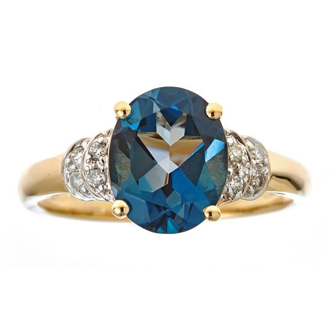 Capri 14K Yellow Gold Oval-cut Brazilian London Blue Topaz Ring