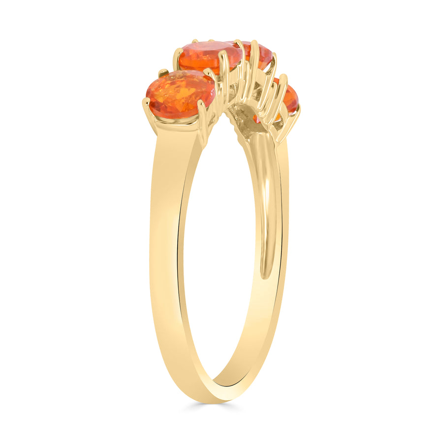 Abby 14K Yellow Gold Round-Cut Mexican Fire Opal Ring