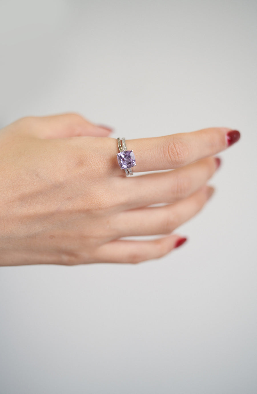 Della 14K White Gold Cushion-Cut Pink Brazilian Amethyst Ring