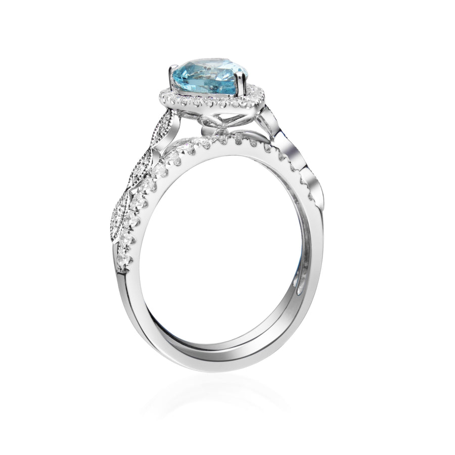 Emmie 14K White Gold Pear-Cut Brazilian Aquamarine Ring