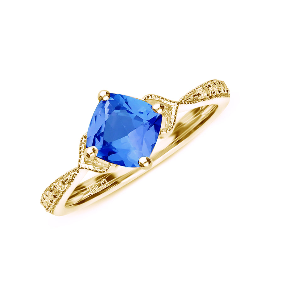 Aulani 10K Yellow Gold Cushion-Cut Brazilian London Blue Topaz Ring